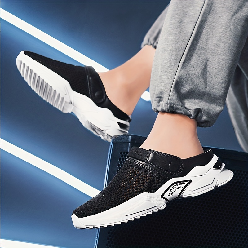 mens breathable lace free slip on knitted clog casual non slip sandals with assorted colors outdoor walking shoes for summer details 4