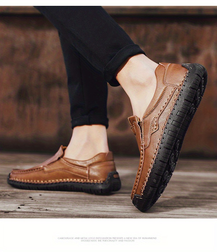 mens casual loafers non slip wear resistant slip on shoes with soft sole for business office details 14