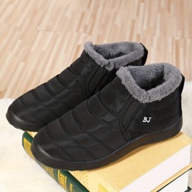 Men's Snow Boots, Warm Fleece Cozy Non-slip Ankle Boots Plush Comfy Outdoor Hiking Shoes Lined Trekking Shoes, Winter