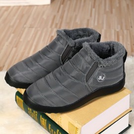 Men's Snow Boots, Warm Fleece Cozy Non-slip Ankle Boots Plush Comfy Outdoor Hiking Shoes Lined Trekking Shoes, Winter