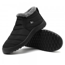 Men's Snow Boots, Warm Cozy Non-slip Ankle Boots Plush Comfy Outdoor Hiking Shoes Lined Trekking Shoes, Winter