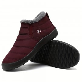 Men's Snow Boots, Warm Cozy Non-slip Ankle Boots Plush Comfy Outdoor Hiking Shoes Lined Trekking Shoes, Winter