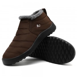 Men's Snow Boots, Warm Cozy Non-slip Ankle Boots Plush Comfy Outdoor Hiking Shoes Lined Trekking Shoes, Winter