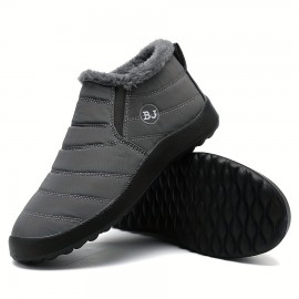 Men's Snow Boots, Warm Cozy Non-slip Ankle Boots Plush Comfy Outdoor Hiking Shoes Lined Trekking Shoes, Winter
