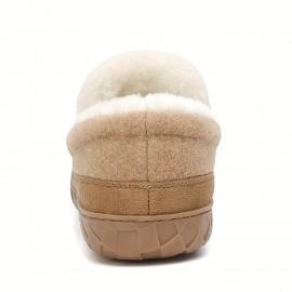 Men's Solid Warm Cozy Slides, Comfortable Fuzzy Soft Slippers, Plush Comfy Non-slip Home Shoes For Indoor Outdoor Bedroom, Winter