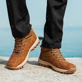 Men's Insulated Snow Boots, Winter Thermal Shoes, Windproof Outdoor Hiking Trekking Boots With Fuzzy Lining