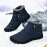 Men's Snow Boots With Side Zipper, Warm Fleece Cozy Non-slip Ankle Boots Plush Comfy Outdoor Hiking Shoes Lined Trekking Shoes, Winter