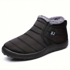 Men's Casual Snow Boots, Anti-skid Windproof Slip On Ankle Boots With Fuzzy Lining For Outdoor, Autumn And Winter