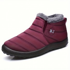 Men's Casual Snow Boots, Anti-skid Windproof Slip On Ankle Boots With Fuzzy Lining For Outdoor, Autumn And Winter