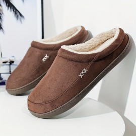 Plus Size Men's Warm Cozy Slides, Comfortable Fuzzy Soft Slippers, Plush Comfy Non-slip Home Shoes For Indoor Outdoor Bedroom, Winter