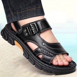 Men's Trendy Sandals With Adjustable Hook & Loop Fastener, Casual Outdoor Walking Shoes With Assorted Colors