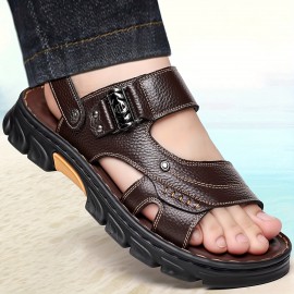Men's Trendy Sandals With Adjustable Hook & Loop Fastener, Casual Outdoor Walking Shoes With Assorted Colors