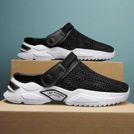 Men's Breathable Lace Free Slip On Knitted Clog, Casual Non Slip Sandals With Assorted Colors, Outdoor Walking Shoes For Summer