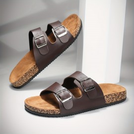 Men's Buckle Slide Sandals, Casual Non Slip Shoes, Open Toe Shoes For Outdoor Beach, Spring And Summer