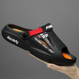 Men's Stylish Letters Print Outdoor Slip On Clog Sandals With Assorted Colors, Casual Outdoor Walking Shoes