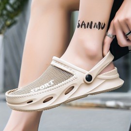 Men's Mesh Breathable Comfy Clogs, Hollow Out Non-Slip Garden Shoes, Summer