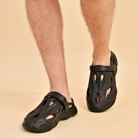 Men's Fashion Plain Color Clogs Anti Skid Closed-toe Slides Slippers Quick Drying Foam Runners For Indoor Outdoor Shower Beach Pool