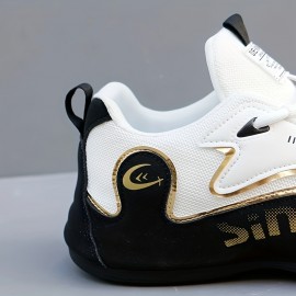 Men's Knit Breathable Running Shoes, Comfy Non Slip Lace Up Shock Absorption Sneakers For Men's Outdoor Activities