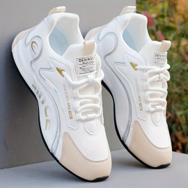 Men's Knit Breathable Running Shoes, Comfy Non Slip Lace Up Shock Absorption Sneakers For Men's Outdoor Activities