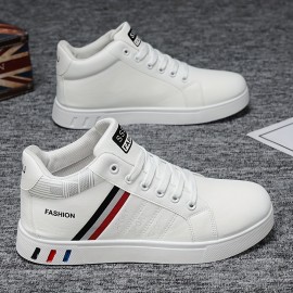 PLUS SIZE Men's Trendy Solid Simple Design Skate Shoes, Comfy Non Slip Lace Up Casual Sneakers For Men's Outdoor Activities