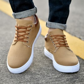 Men's Fashion Canvas Lace-Up Skate Shoes, Comfortable Sneakers, Autumn, Black/Grey/Khaki , For Halloween