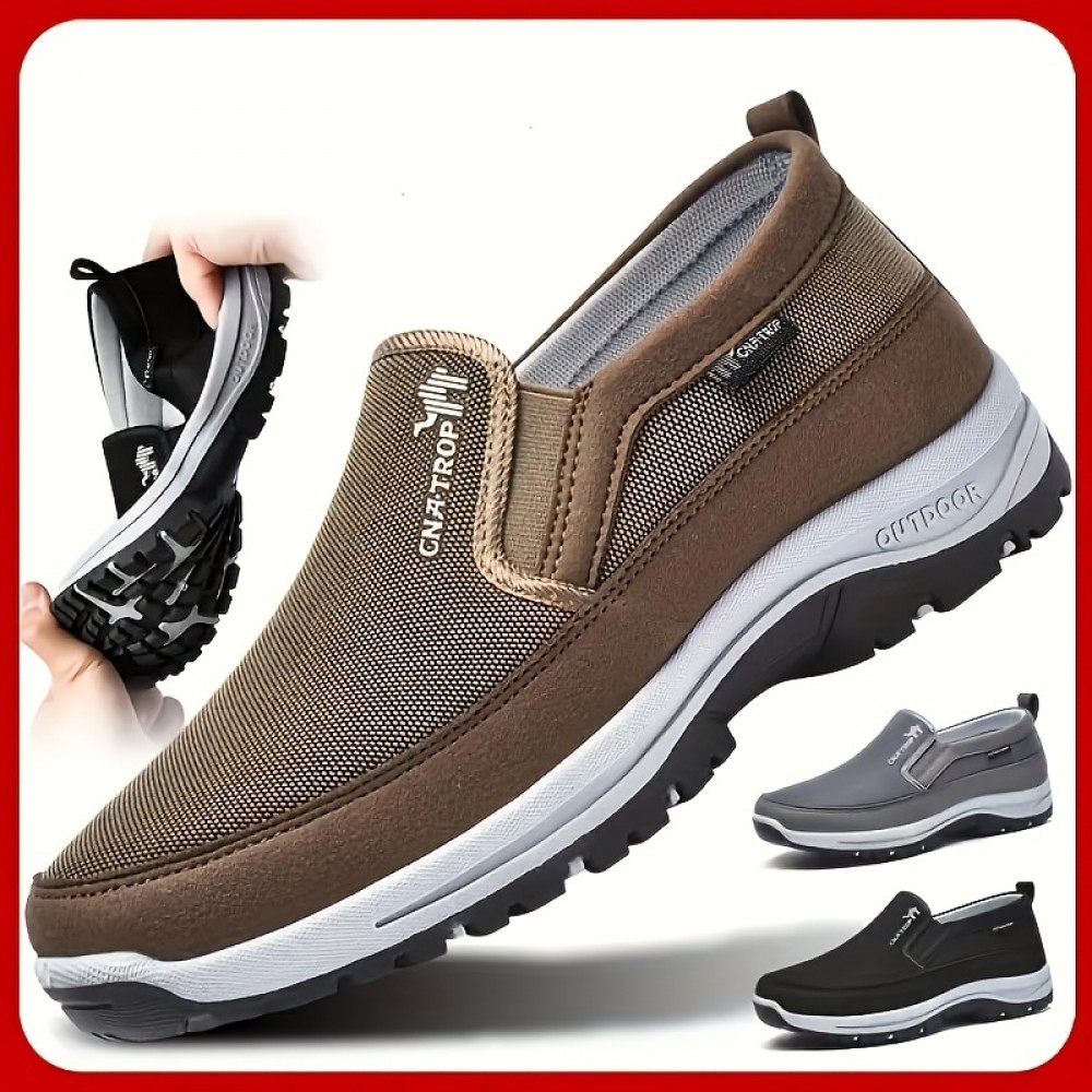 Plus Size Men's Trendy Woven Knit Breathable Slip On Loafer Shoes, Comfy Non Slip Durable Sneakers For Men's Outdoor Activities