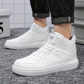 Men's Skate Shoes With Good Grip, PU Leather Lace-up Sneakers, Men's Footwear