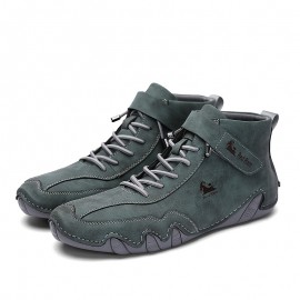Men's PLUS SIZE Casual Ankle Boots, Breathable Slip-resistant Lace-up Walking Shoes For Outdoor, Spring Autumn And Winter