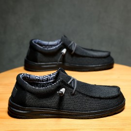 Plus Size Men's Trendy Solid Slip On Loafer Shoes, Comfy Non Slip Casual Soft Sole Shoes For Men's Outdoor Activities