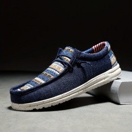 Men's Loafer Shoes With Decorative Shoelaces, Comfy Non-slip Slip On Breathable Shoes, Spring And Summer