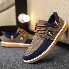 Men's Comfy Canvas Shoes, Breathable Lace-up Casual Walking Shoes For Office Walking Driving, Spring Summer And Autumn